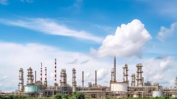 Oil refinery plant from industry zone, Oil and gas petrochemical mechanical. Creative resource, photo