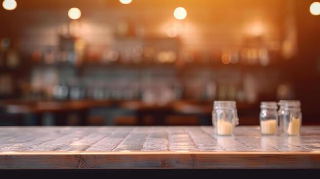 Table with cleanse space for things in cafe shop on Cloud establishment. Creative resource, photo