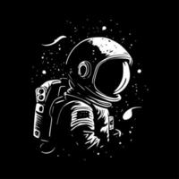 astronauta - negro y blanco aislado icono - vector ilustración