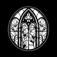 Stained Glass - Black and White Isolated Icon - Vector illustration