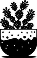 Succulent - Black and White Isolated Icon - Vector illustration