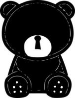 osito de peluche oso, negro y blanco vector ilustración