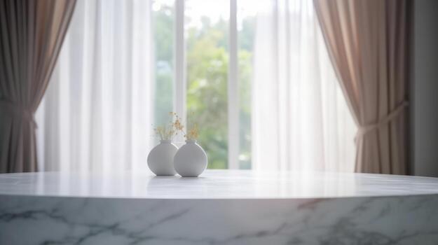 The foundation of an cleanse living room internal parts parts parts parts with window window embellishments is clouded behind an cleanse white marble stone tabletop. Creative resource, photo