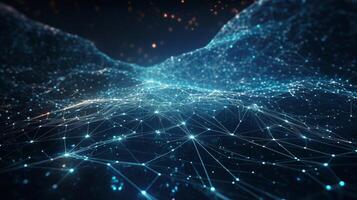 Cyber huge information stream. Blockchain information zones. organize line interface stream. photo