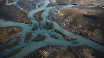 airborne picture of an icelandic stream. photo