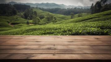 limpiar de madera mesa un humilde manojo de hora como de tarde té casa establecimiento. creativo recurso, ai generado foto