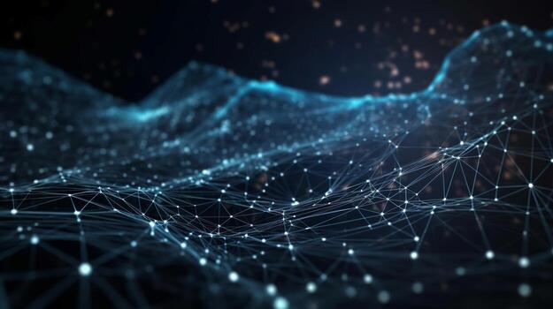 ciber colosal datos arroyo. blockchain datos zonas organizar línea interfaz arroyo. ai generado foto