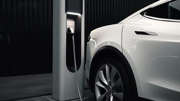 A sparkly advanced electric charging station with a smooth and cutting edge organize car. Creative resource, photo