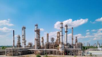 Oil refinery plant from industry zone, Oil and gas petrochemical mechanical. Creative resource, photo