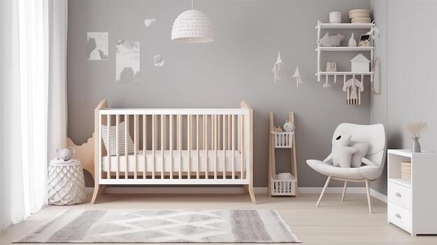 Appear day coordinate nursery room in scandinavian shape. Creative resource, photo