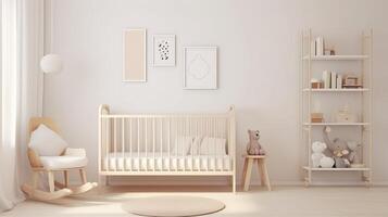 Show day energize nursery room in scandinavian shape. Creative resource, photo