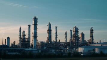 Oil refinery plant from industry zone, Oil and gas petrochemical mechanical. Creative resource, photo