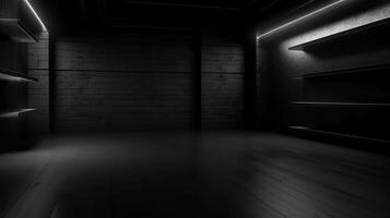 oscuro habitación Fundación curiosamente con inclinación en limpiar habitación estudio. creativo recurso, ai generado foto
