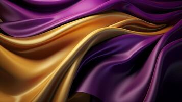 Theoretical Foundation with Wave Shinning Gold and Purple Point Silk Surface. photo