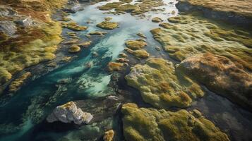 airborne picture of an icelandic stream. photo