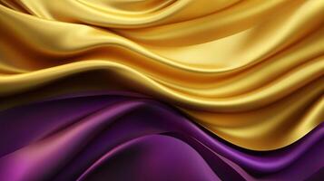 Hypothetical Establishment with Wave Shinning Gold and Purple Point Silk Surface. photo