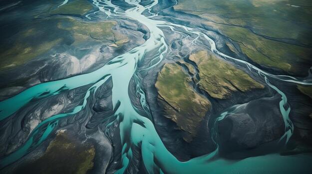airborne picture of an icelandic stream. photo