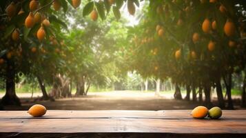 Cleanse wooden table specific of time as of late mango tree establishment. Creative resource, photo