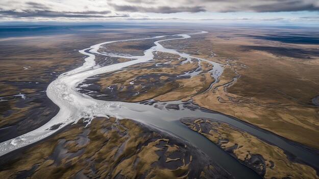 airborne picture of an icelandic stream. photo