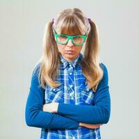 College student with green eyeglasses photo