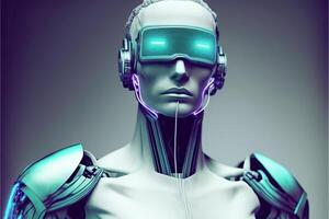 Android robot Internet technology concept. . Data science, Electronic mind. photo