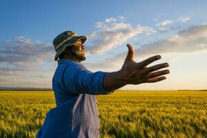 Farmer over the sunset photo