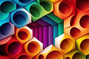 Abstract rainbow colored geometric background, with lots of copy space. Rainbow of colorful blocks abstract background. abstract geometric mosaic rainbow. photo