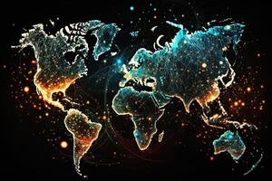 Global map of the world, the earth communication technologies with internet effect. Futuristic modern photo