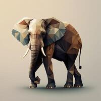 generativo ai ilustración de creativo de elefante hecho de vistoso geométrico formas en antecedentes. líder, coraje, fuerte y corajudo, foto