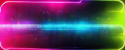 illustration of gaming background abstract, cyberpunk style of gamer wallpaper, neon glow light of sci-fi. Glowing iridescent neon lights for both light and dark backgrounds. photo