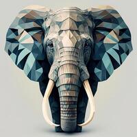 illustration of creative of elephant made of colorful geometric shapes on background. Leader, courage, strong and brave, photo