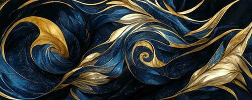 Marble effect background or texture. Spectacular abstract glistening golden solid liquid waves. Swirling golden and blue pastel pattern, shining golden and green color, marble geometric, vintage, photo