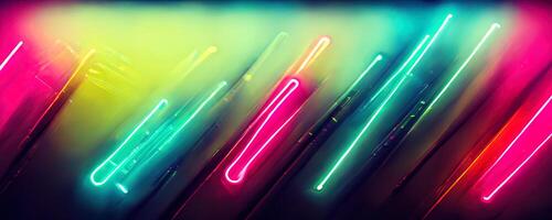 illustration of gaming background abstract, cyberpunk style of gamer wallpaper, neon glow light of sci-fi. Glowing iridescent neon lights for both light and dark backgrounds. photo