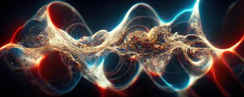 Illusion or dream, innovation or exploration, technology or sci fi. Physics quantum fluctuations 8k octane rendered ultra realistic. Digital art banner for game or movie. photo