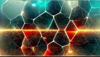 3d abstract tech background. Floating Numbers HUD Background. Matrix particles grid virtual reality. Smart build. Grid core. Hardware quantum form. Future technology. Decoding dna photo