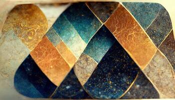 Marble effect background or texture. Spectacular abstract glistening golden solid liquid waves. Swirling golden and blue pastel pattern, shining golden color, marble geometric, photo