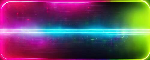 illustration of gaming background abstract, cyberpunk style of gamer wallpaper, neon glow light of sci-fi. Glowing iridescent neon lights for both light and dark backgrounds. photo