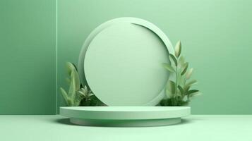 Pastel green podium display. Illustration photo