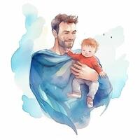 Father's day. Father with child watercolor. Illustration photo