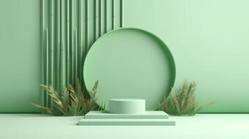 Pastel green podium display. Illustration photo