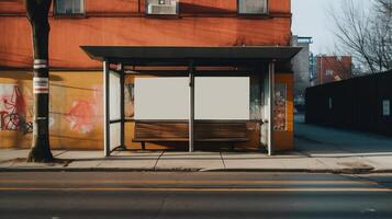 A bus stop mockup. Illustration photo