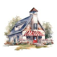 USA patriotic farmhouse. Illustration AI Generative photo