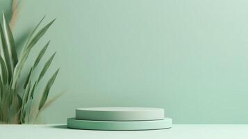 Pastel green podium display. Illustration photo