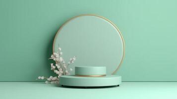 Pastel green podium display. Illustration photo