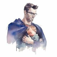 Father's day. Father with child watercolor. Illustration photo