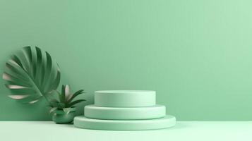 Pastel green podium display. Illustration photo