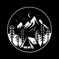 Camp, Black and White Vector illustration