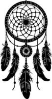 Dream Catcher - Black and White Isolated Icon - Vector illustration