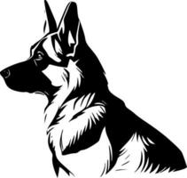 German Shepherd, Black and White Vector illustration