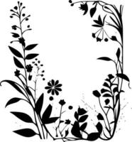 Floral Border, Black and White Vector illustration